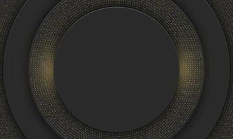 Black circle with gold dot banner background. Vector illustration.