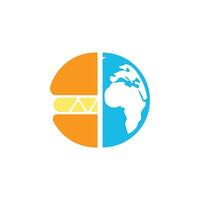 plantilla de diseño del logotipo de la hamburguesa del planeta. hamburguesa y símbolo o icono mundial. vector