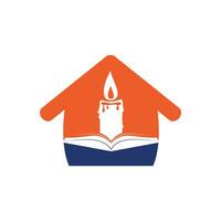 Book light vector logo design. Book and Candle vector logo design template.