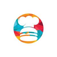 plantilla de diseño de logotipo de vector de chef de hamburguesa. Diseño retro del logotipo de la insignia de la hamburguesa de comida rápida.