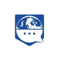 World chat vector logo design. Globe logo with bubble talk icon.
