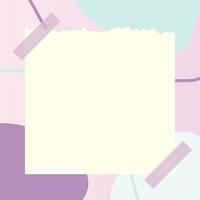 square paper note with abstract doodle and gradient frame background vector