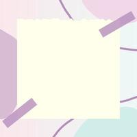 square paper note with abstract doodle and gradient frame background vector