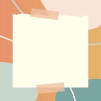 square paper note with abstract doodle and gradient frame background vector