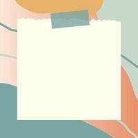 square paper note with abstract doodle and gradient frame background vector