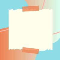 square paper note with abstract doodle and gradient frame background vector