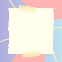 square paper note with abstract doodle and gradient frame background vector