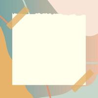 square paper note with abstract doodle and gradient frame background vector