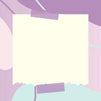 square paper note with abstract doodle and gradient frame background vector