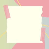 square paper note with abstract doodle and gradient frame background vector