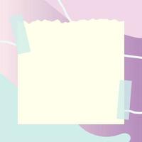 square paper note with abstract doodle and gradient frame background vector