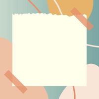 square paper note with abstract doodle and gradient frame background vector