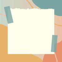 square paper note with abstract doodle and gradient frame background vector