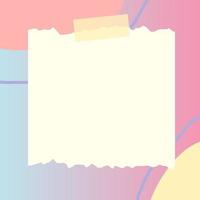 square paper note with abstract doodle and gradient frame background vector