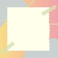 square paper note with abstract doodle and gradient frame background vector