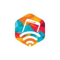 internet wifi y diseño de logotipo móvil. símbolo de compartir wifi móvil. señal de tecnología móvil vector