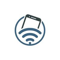 internet wifi y diseño de logotipo móvil. símbolo de compartir wifi móvil. señal de tecnología móvil vector