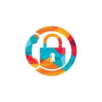 Secure Call Icon Logo Design. Handset and lock icon. vector