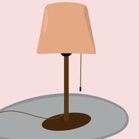 Table bedside brown lamp. Lighting for reading and work. Vector. Flat style. vector