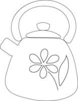 Coloring teapot with a flower. Colorless picture. Vector. vector