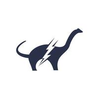 Dino thunder vector logo design. Dinosaur lightning icon logo.