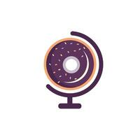 diseño del logotipo vectorial del planeta donut. plantilla de diseño de logotipo de panadería única. vector