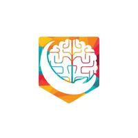 diseño del logotipo del vector de cuidado cerebral. concepto de diseño de logotipo de cuidado inteligente.