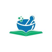 Pharmacy book vector logo design. Medical study logo design concept.