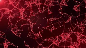 Red futuristic abstract molecular dot geometric structure space background animation, modern triangle shaped technology particle analysis themed Animation