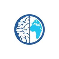 plantilla de logotipo de vector de cerebro mundial. diseño de símbolo de logotipo de mundo inteligente.