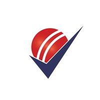 Check Cricket vector logo design. Cricket ball and tick icon logo.