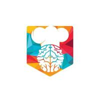 concepto de diseño de logotipo de vector de chef inteligente. icono de cerebro y sombrero de chef.