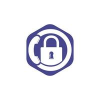 Secure Call Icon Logo Design. Handset and lock icon. vector