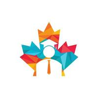 Canada education logo design. Maple leaf and graduation student logo design. vector