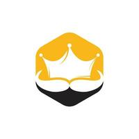 diseño del logotipo del vector del rey del bigote. elegante logotipo de corona de bigote con estilo.