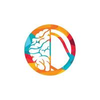 diseño del logotipo del vector cerebral de tenis. concepto de logotipo de tenis inteligente.