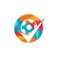 Compruebe el diseño del logotipo del vector de fútbol. balón de fútbol y logotipo de icono de garrapata.