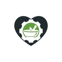 Gear pharmacy with heart vector logo design. Mechanic health logo concept.