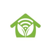 Leaf nature wifi vector logo design.