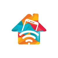 Home Wifi internet and mobile logo design. Mobile WiFi sharing symbol. Mobile Technology sign. vector