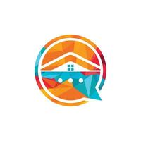 Chat home vector logo design. Online chat house vector logo design concept.
