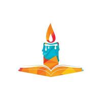 Book light vector logo design. Book and Candle vector logo design template.