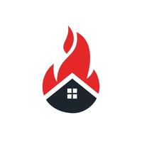 plantilla de diseño de logotipo de vector de fuego de casa. prevenir el concepto de logotipo de alarma de incendio o incendio.