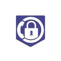 Secure Call Icon Logo Design. Handset and lock icon. vector