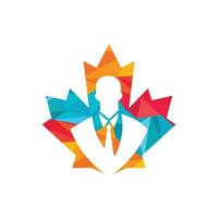 diseño de logotipo de vector de hombre de negocios de canadá. hoja de arce y logotipo de icono de hombre de negocios.