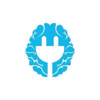 Brain and electric plug vector logo design. Innovation sign logo concept.