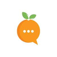 charlar con la ilustración vectorial moderna del logotipo naranja fresco. plantilla de diseño de vector de concepto de jugo social.