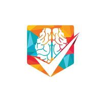 Brain check vector logo design. Brain and tick icon logo.