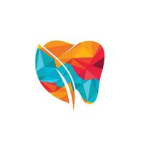 diseño de plantilla de logotipo dental natural. logotipo de icono de diente y hoja. vector