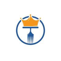 King Food vector logo design. Fork with crown for Restaurant logo template design.